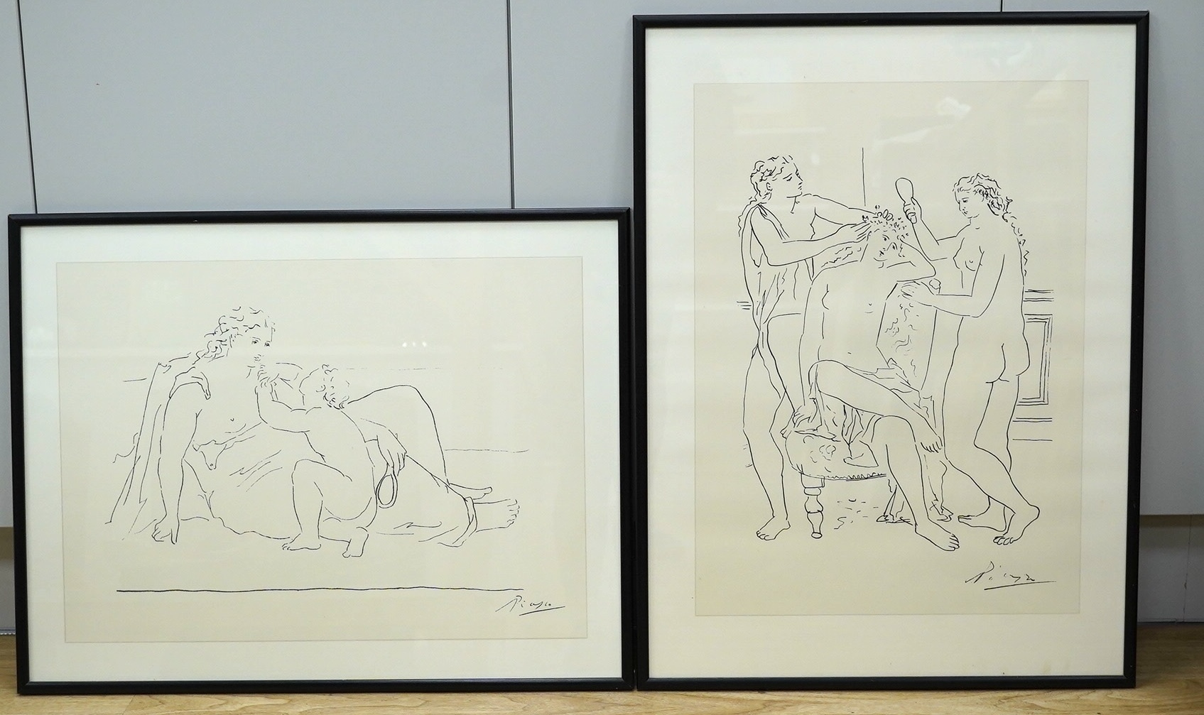 After Pablo Picasso (Spanish, 1881-1973), pair of prints, figures including mother and child, 40 x 55cm. Condition - good